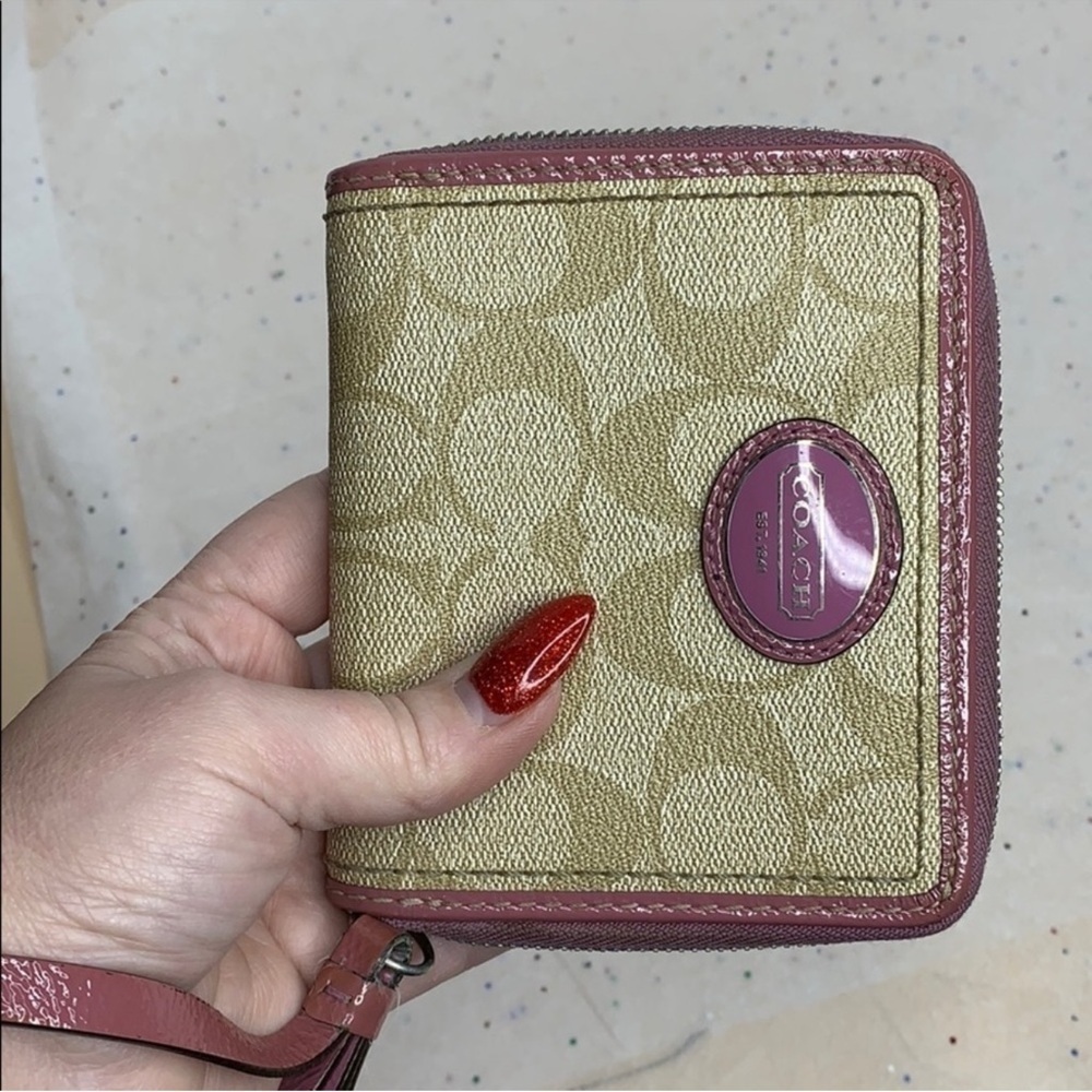Coach light khaki  with our trim zip wallet
